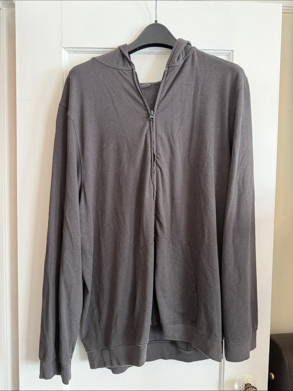 SKIMS Men's Dark Gray Half-Zip Hooded Sweater